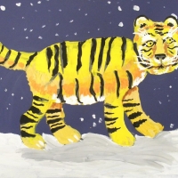 Каревская Настя, 10лет. Тигр и снежинка