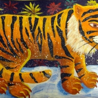 Тихонова Вика, 11 лет, Тигр на снегу