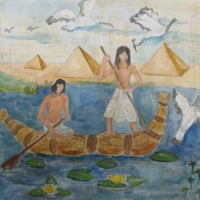 Маркова Катя 15 лет Охота в Древнем Египте акварель