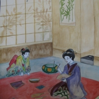 Байбара Настя 16 лет Японское чаепитие акварель